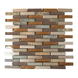 Land Brown Aliminum Stone Glass Mosaic Tile Random Pattern for Bathroom and Kitc - Home Accessories & Decor