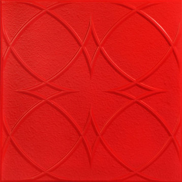 Circles and Stars, Styrofoam Ceiling Tile, 20"x20", #R82, Red