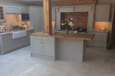 Ash Wood Kitchen painted in Stone (Green Grey)