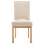 New Pacific Direct - Bloomfield Fabric High-Back Dining Side Chair, Set of 2, Santana Cream - Create a modern ambiance by adding a touch of charming elegance to the space. Incorporating the Bloomfield chair style infuse a sense of calm and nature. In high-height back, decorated with soft, chenille fabric in Cream tone and light oak finish frame. The chair also features rounded wooden legs that's charming. Easy-care polyester fabric has been tested and approved for high-traffic family rooms. Easy Assembly. Available in Santana Cream and Santana Dark Brown. Fabric is 100% PES.