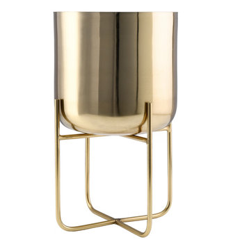 Serene Spaces Living Gold Soho Planter with Detachable Metal Stand, Short Plante