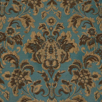 Bellefleur Brocatelle Jacquard Pattern Upholstery Fabric, Peacock