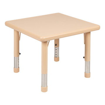 Offex 24" Square Height Adjustable Natural Plastic Activity Table