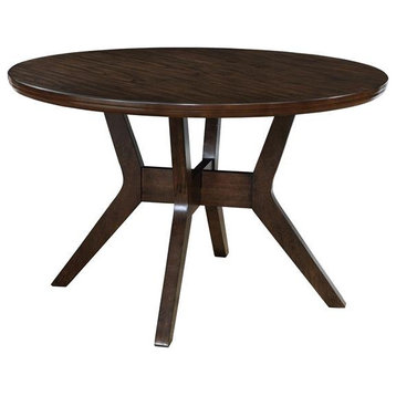 Furniture of America Mecca Rustic Wood 5-Piece Round Dining Table Set in Walnut
