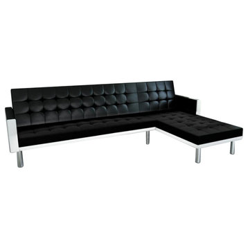 Vidaxl L-Shaped Sofa Bed Artificial Leather Black and White