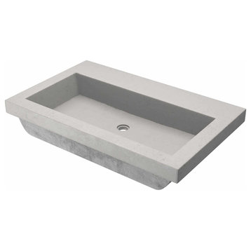 Trough 3019 Concrete Bathroom Sink, Ash, No Faucet Hole