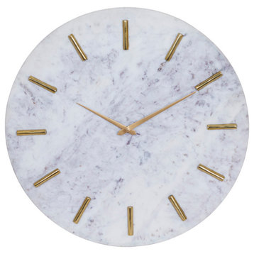 CosmoLiving by Cosmopolitan White Marble Contemporary Wall Clock 20" x 20" x 2"