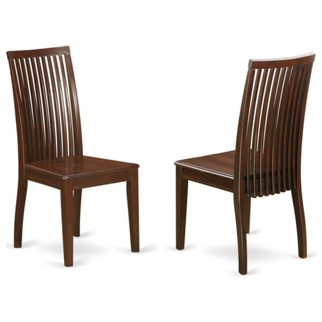 Set of 2 Ipswich Dining Chair With Slatted Back, Mahogany Finish