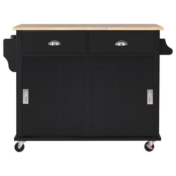 White/Mint Green/Black MDF Kitchen Cart Multifunctional, Storage Cabinet, Black