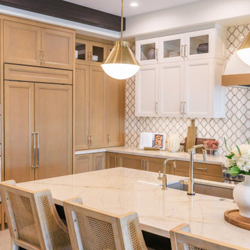 Warm Wood Cabinetry with Refined Brass Accents