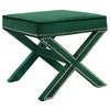 Nixon Velvet Upholstered Ottoman/Bench, Green
