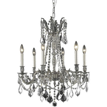 ROSALIA Chandelier Traditional Antique 6-Light Pewter Clear Crystal