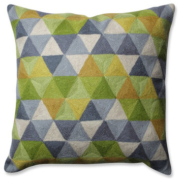 Pillow Perfect Triangle Grid Throw Pillow, Green Gray, 16.5"