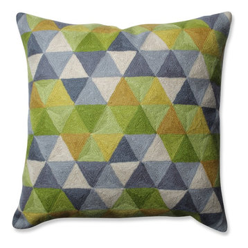 Pillow Perfect Triangle Grid Throw Pillow, Green Gray, 16.5"