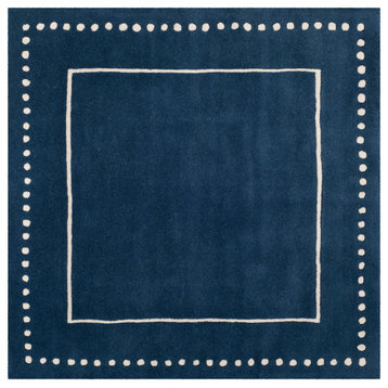 Safavieh Bella Collection BEL151 Rug, Navy Blue/Ivory, 5' Square
