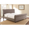 Bowery Hill Contemporary Tufted King Wood Sleigh Bed in Gray