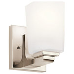 Kichler Lighting - Kichler Lighting 55015PN Roehm - One Light Wall Bracket - If your bathroom features pure white cabinetry, coRoehm One Light Wall Polished Nickel Sati *UL Approved: YES Energy Star Qualified: YES ADA Certified: n/a  *Number of Lights: Lamp: 1-*Wattage:75w A19 bulb(s) *Bulb Included:No *Bulb Type:A19 *Finish Type:Polished Nickel
