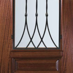 Prehung Single Door 96 Wood Mahogany Warwick Arch Top Arch Lite - Front Doors