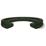 Meridian Furniture - Bale Cream Chenille Fabric Modular Sofa, Green, 9-Piece, Arc Shaped - Experience the perfect fusion of style and coziness with this Bale green chenille fabric modular sofa, a standout piece from the Bale collection. A seamless combination of form and function, this sofa offers an inviting place to relax and curl up with a good book. Its luscious soft green chenille upholstery exudes sophistication and provides unrivaled comfort. The sofa's upholstery has a cross-hatched design for a unique texture, adding to its aesthetic beauty in the living room, study, or lounge.