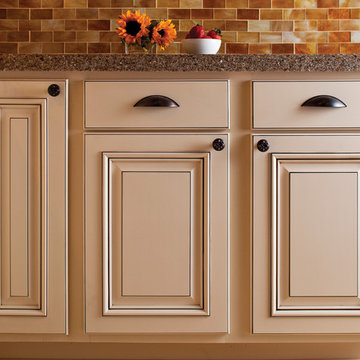 Perla Modena Counters; Karma 952 B/S; White Chocolate Cabinets