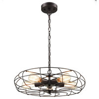 Oil Rubbed Bronze Vintage Fan Style Metal Pendant Lighting Chandelier, 5 Lights