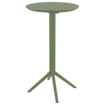 Sky Round Folding Bar Table 24 inch Olive Green
