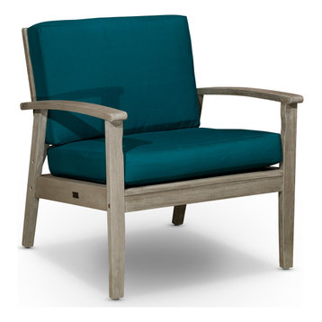 DTY Outdoor Living Longs Peak Eucalyptus Chair W/ Cushions, Driftwood Gray, Dark