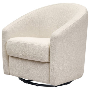 Home Square Fabric Upholstered Swivel Glider in Ivory Boucle  ( Set of 2 )