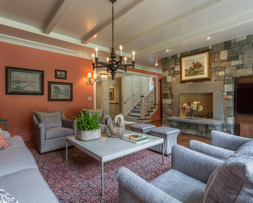 Living Room Design Ideas, Remodels & Photos with a Wall-Mounted TV | Houzz