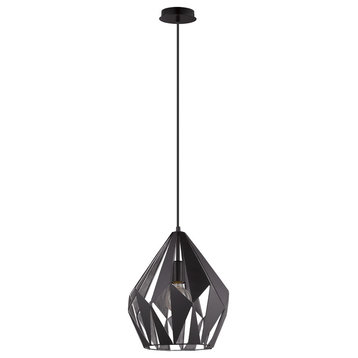 1x60W Pendant With A Black Outer Finish and Copper Interior Finish, Silver
