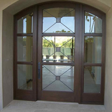 Glass Doors - Frosted Glass Front Entry Doors - CROSS HATCH LEADED