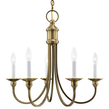Livex Lighting 5145 Coventry 5 Light 1 Tier Candle Style - Antique Brass
