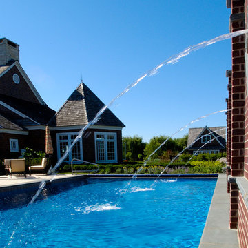 Long Grove, IL Swimming Pool with Raised Wall Water Feature