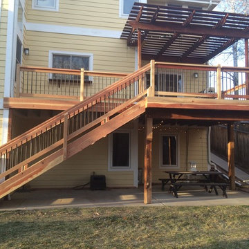 upper-level redwood deck
