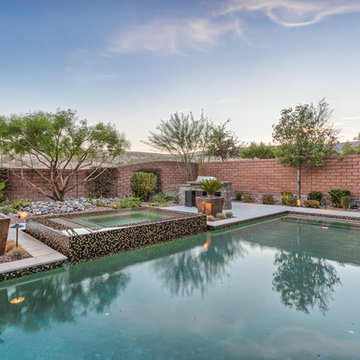 Lap Pool with Rim Flow Spa & Fire Pit