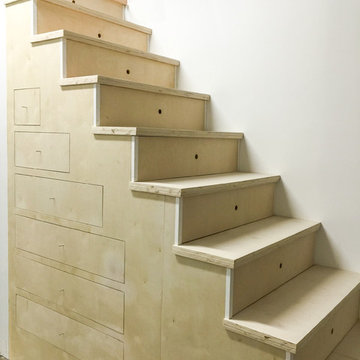 Custom Stairs With Built-In Drawers.