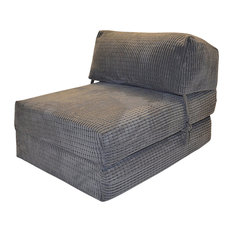 Traditional Single Bed Futon Chair Z-Design With Soft Cushion, Charcoal