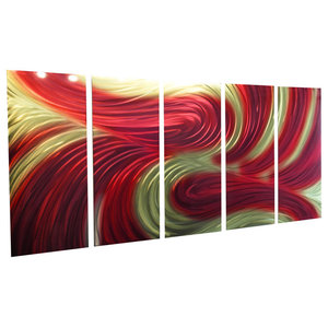Contemporary Modern Decor Echo Teal Pink Details about   Abstract Metal Wall Art 