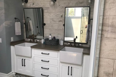 Inspiration for a rustic bathroom remodel in Orange County