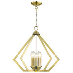 Livex Lighting - Prism 5-Light Chandelier, Antique Brass - Influenced by modern industrial style, our Prism antique brass finish pendant light has a striking triangular shape. Sleek and contemporary, it's ideal for modern, contemporary or industrial style interiors.