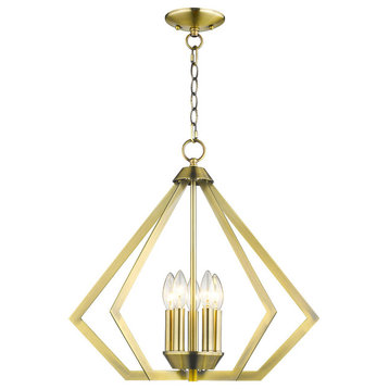 Prism 5-Light Chandelier, Antique Brass