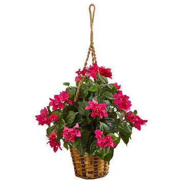 Bougainvillea Flowering Artificial Plant, Hanging Basket