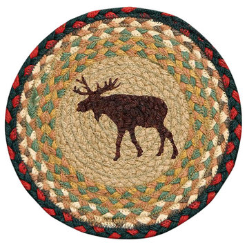Moose Hand Printed Round Sample Rug
