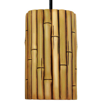 A19 PN20301 "Bamboo" 1 Light Pendant, Natural