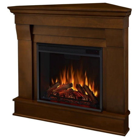 Real Flame Traditional Wood Chocolate Chateau Electric Corner Fireplace