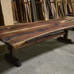 Live Edge Curly Walnut Dining Table - Dining Tables
