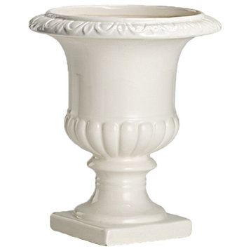 Serene Spaces Living Large White Ceramic Pedestal Urn Vase