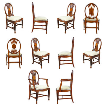 10-Piece Round Back Inlaid Arm Chair Set