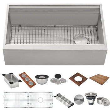 Ruvati Dual-Tier 45x20" Apron Front Stainless Steel Kitchen Sink