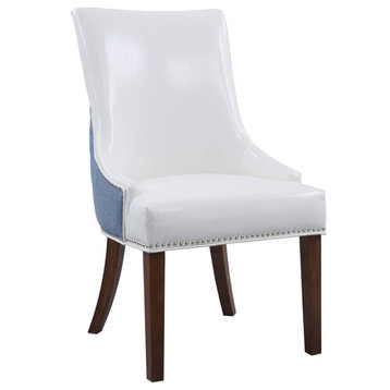 Set of 2 Dining Chair, Tapered Wooden Legs With Cushioned Seat and Swoop Arms